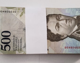 One Pack of 100 Circulated Venezuela 500 Bolivares Notes