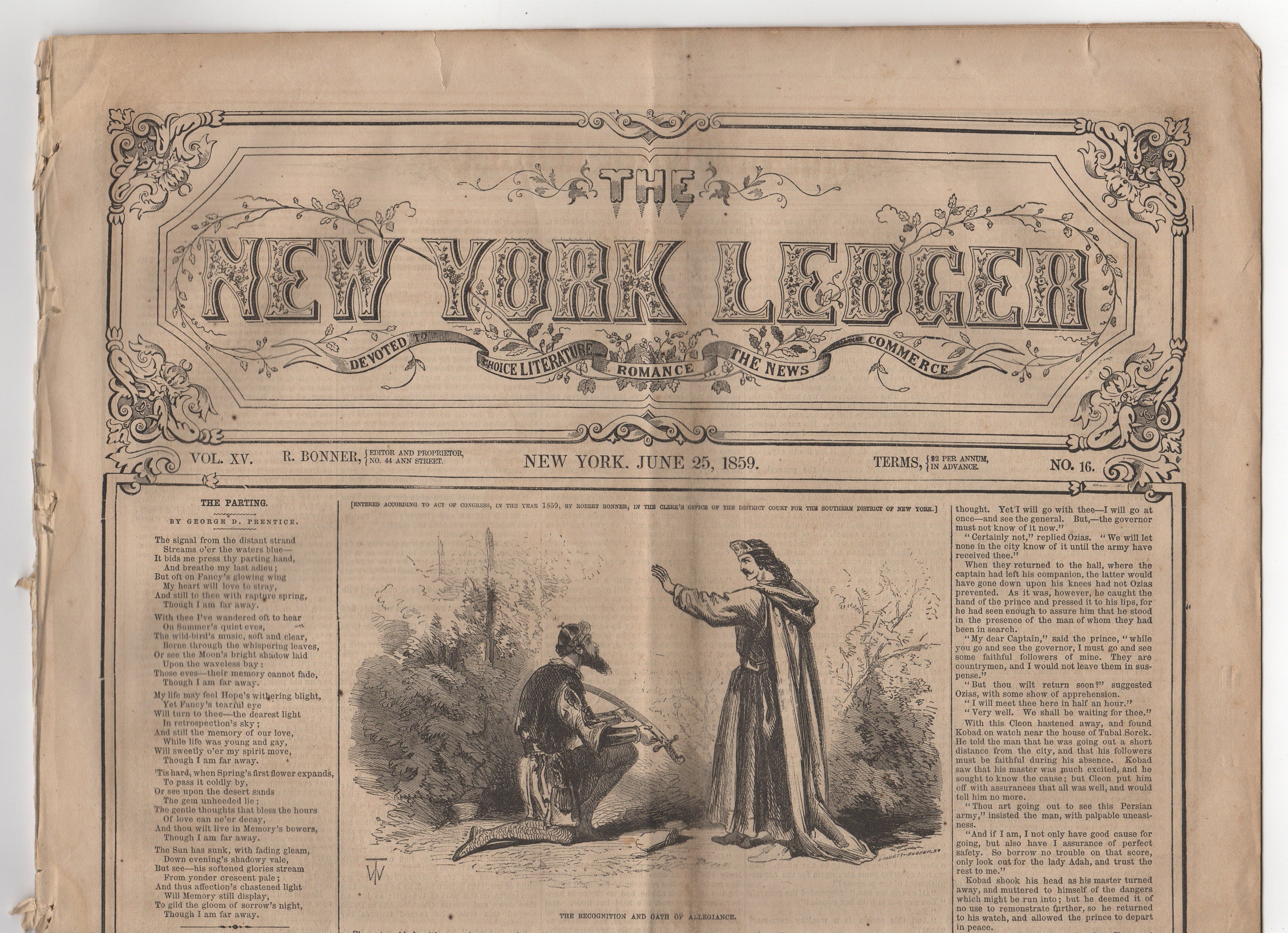 1859 the New York Ledger Newspaper Etsy