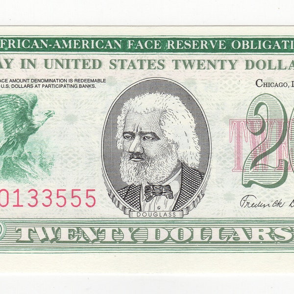 1980's Twenty Dollar "African American Face Reserve Obligation" (AFRO) Note CU