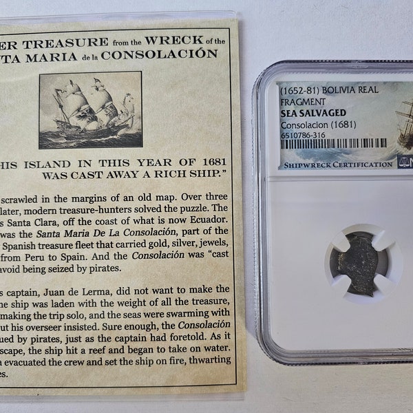 1652-1681 Bolivia Silver Real - Santa Maria de la Consolacion Shipwreck Coin NGC