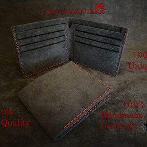 Personalized wallet premium quality made of 100% Alcantara