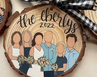 Custom family handpainted portrait ornament