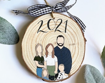 Custom family handpainted portrait ornament