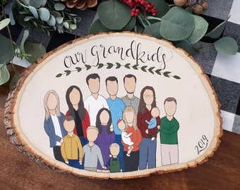 Custom family handpainted wood cookie