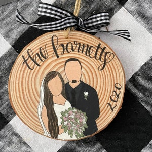 Custom family handpainted wedding portrait ornament