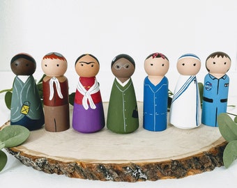 Inspirational Women of History wooden peg dolls