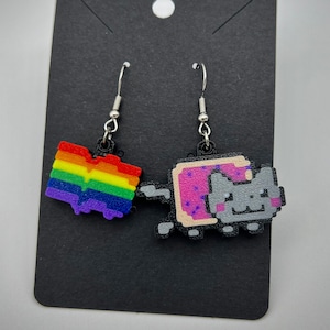 Pendientes Nyan Cat impresos en 3D - ¡Súper lindos y coloridos!