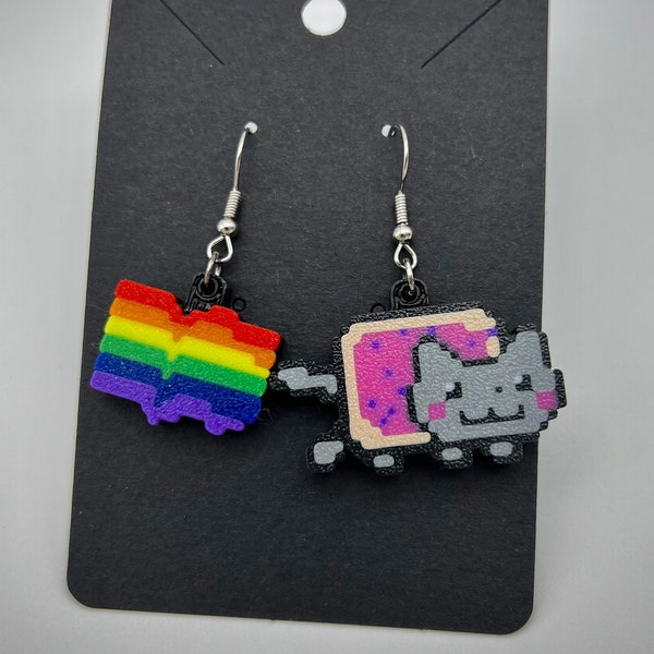 Boucles d'oreilles Nyan Cat imprimées en 3d - Super mignonnes et colorées !