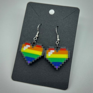 3d-Printed Rainbow Pride Heart Earrings