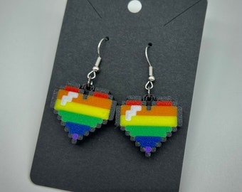 3d-Printed Rainbow Pride Heart Earrings