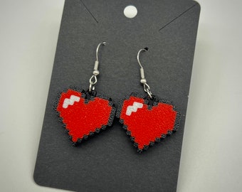 3d-Printed Pixel Heart Earrings