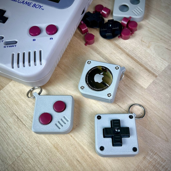 Game Boy Button Keychain, AirTag Case / Holder