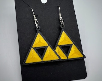 Pendientes Zelda Triforce impresos en 3d