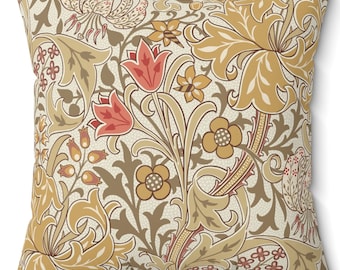 William Morris Golden Lily Pillow Cover: Botanical Art Nouveau Cushion