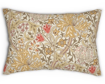 William Morris Golden Lily Lumbar Pillow Cover, Arts & Crafts Floral