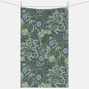 William Morris Floral Vine Tea Towel | Seaweed Botanical Pattern Cotton-Poly