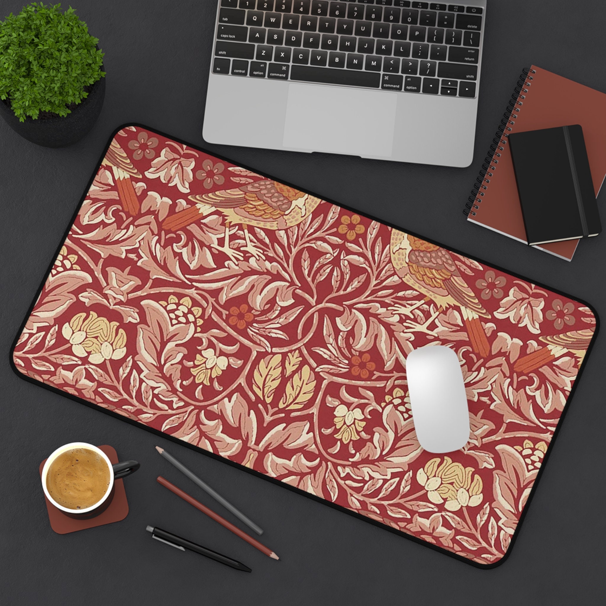 William Morris Floral Pattern Desk Mat, Botanical Mouse Pad, Desk Mat ...