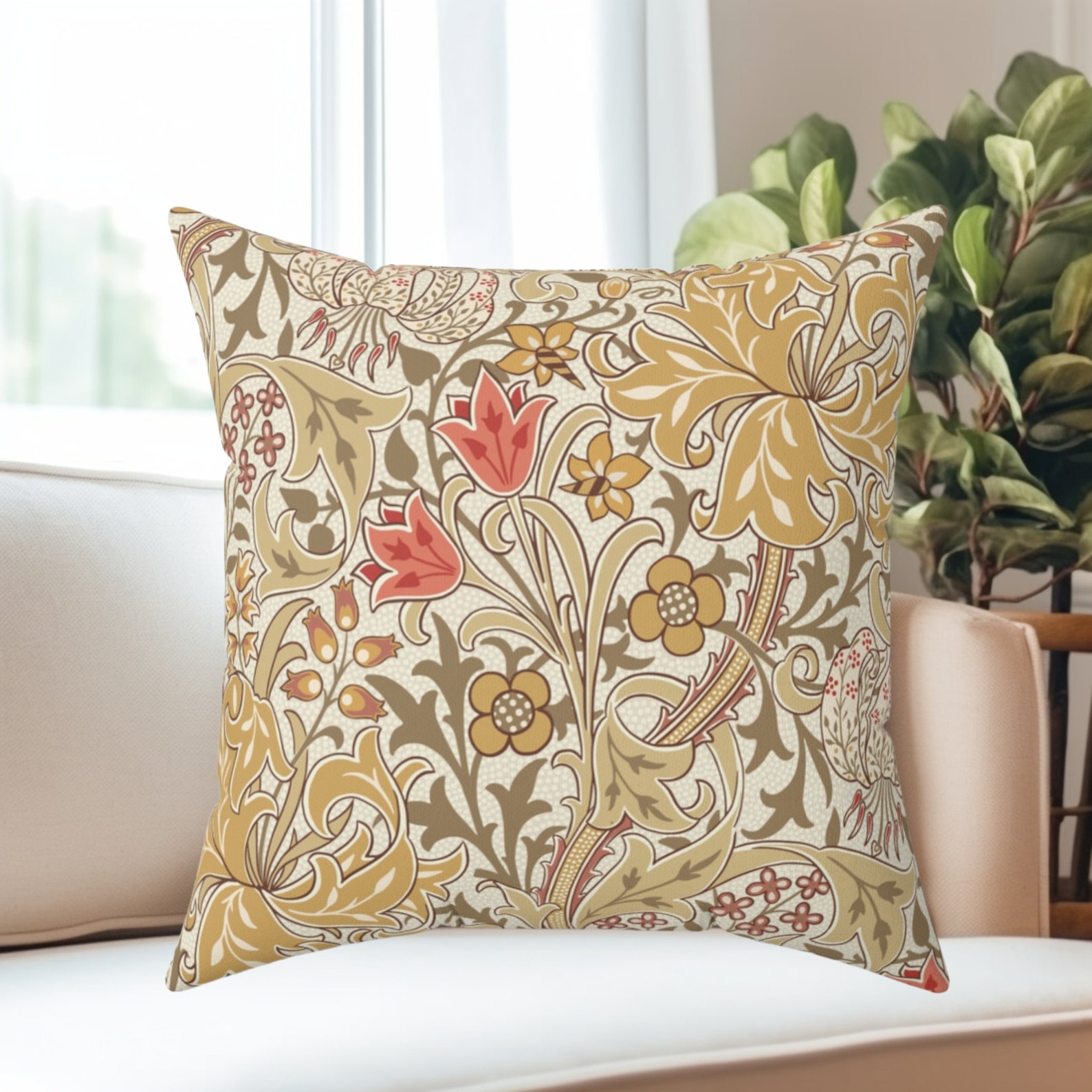 William Morris Golden Lily Pillow Cover: Botanical Art Nouveau Cushion ...