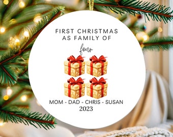 First Christmas As Family Of Four (C), Personalized New Baby Ornament, Christmas Tree, Baby's First Christmas, Family of 4