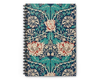 William Morris Honeysuckle Spiral Notebook: Art Nouveau Floral Journal