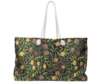 William Morris Pomegranate Weekender Tote Bag: Floral Beach Travel Bag
