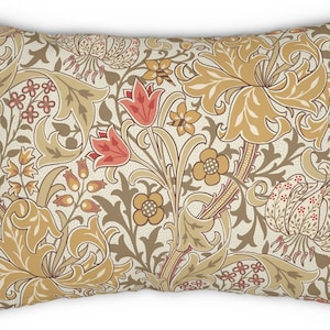 William Morris Golden Lily Lumbar Pillow & Insert, Botanical Cushion Cover, Art Nouveau Decor, Cottagecore Accessory, British Textile Design