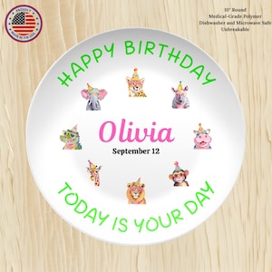 Personalized Kids Birthday Gift, Girl&#39;s Pink Custom Cake Plate, Boys Keepsake Present, Childrens Name Birthday Gift, Toddlers First Birthday