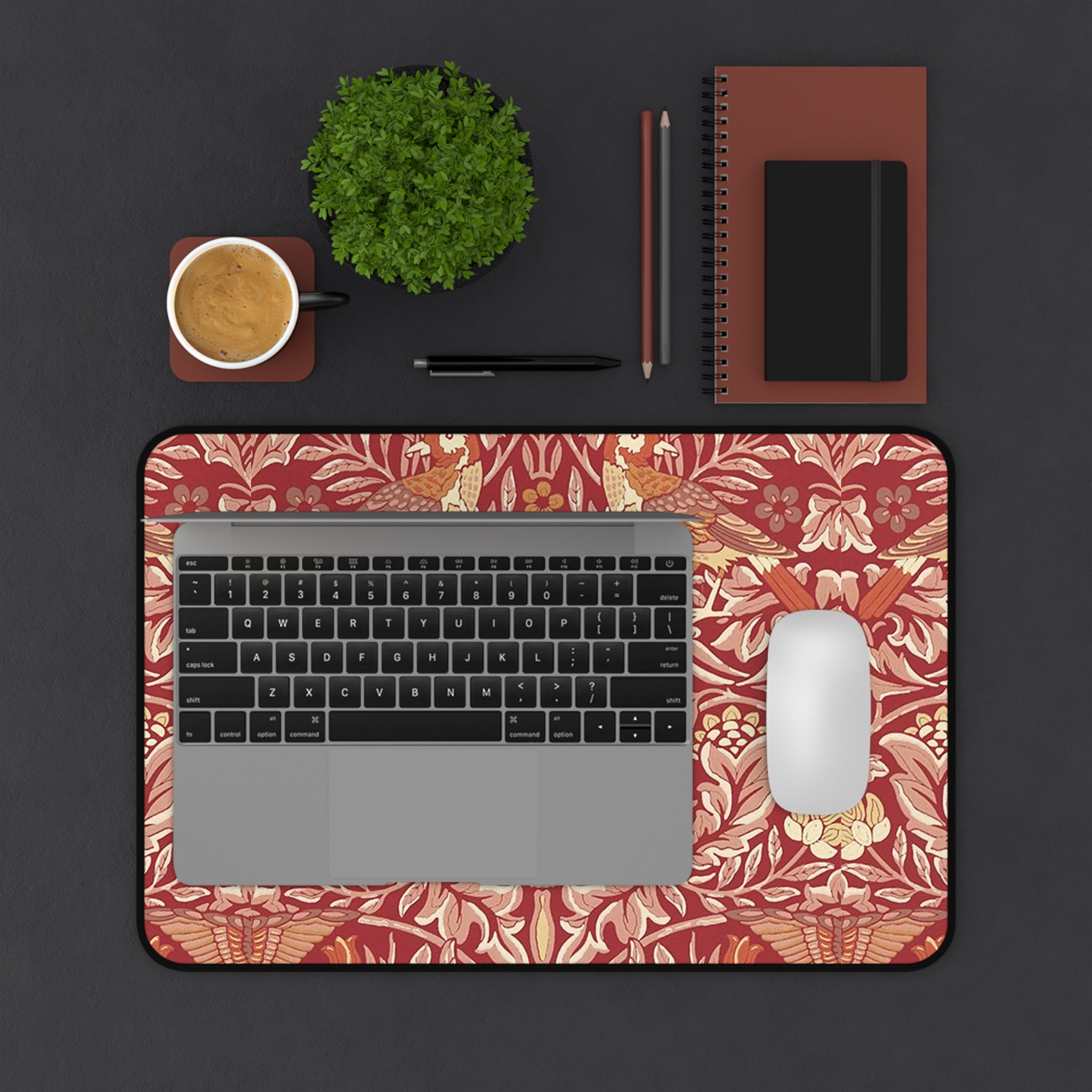 William Morris Floral Pattern Desk Mat, Botanical Mouse Pad, Desk Mat ...