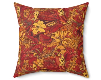 Jacobean Floral Pattern Pillow Cover, Botanical Cushion Cover, Art Nouveau Decor, Cottagecore Decor, British Textile Design, Arts and Crafts