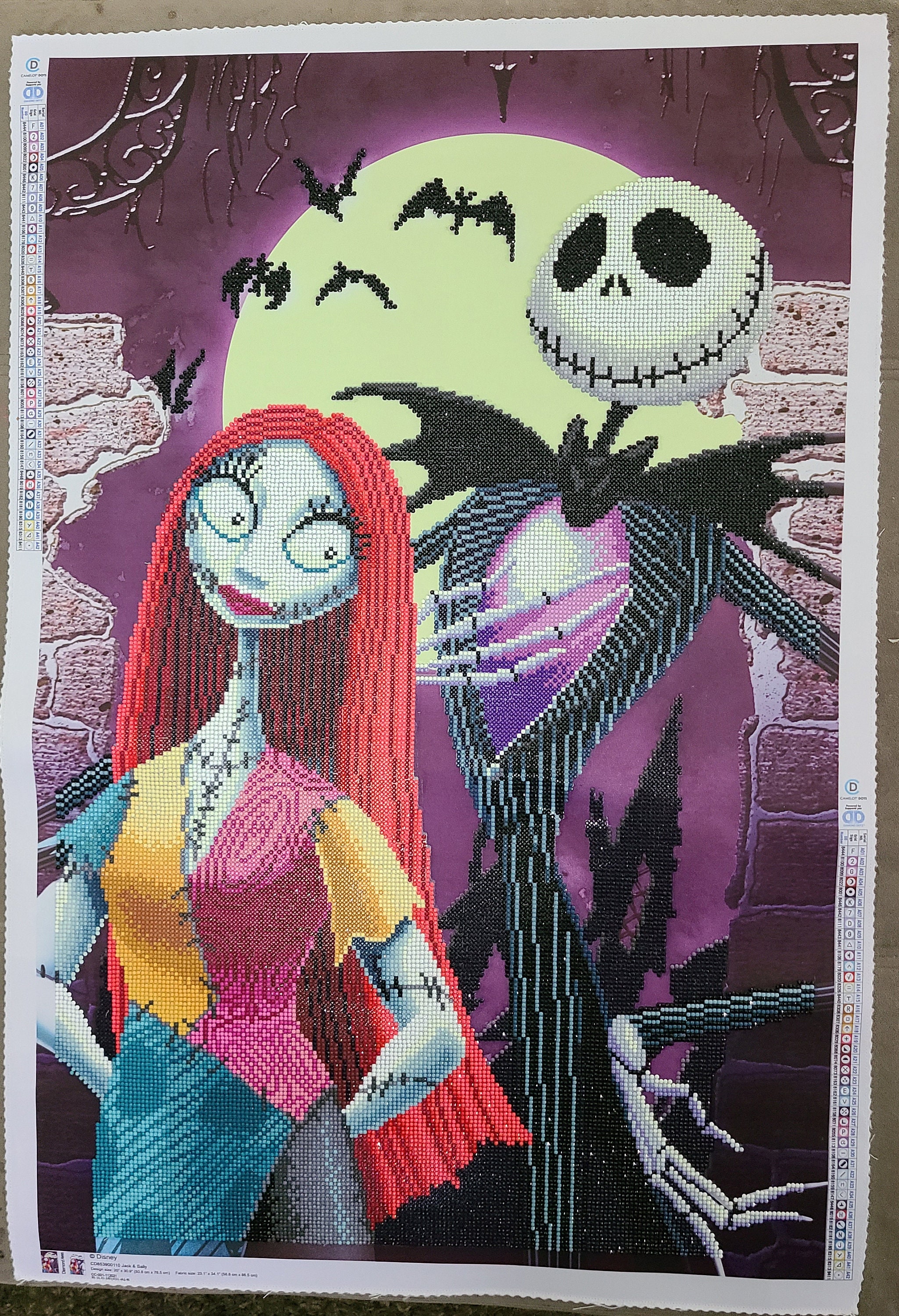 DIY Diamond Painting Jack and Sally Halloween 12x16inch, Full Round Drill Kits The Nightmare Before Christmas Cross Stitch Mosaic Art for Adults Relax