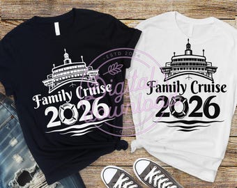 Crucero 2026 (PNG): Diseño a juego para vacaciones familiares en crucero (Archivo de corte Cricut)