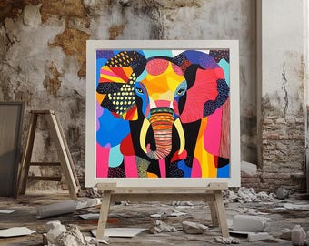 Pop Art Elephant Print: Colorful Kids Room Decor (Digital Download)