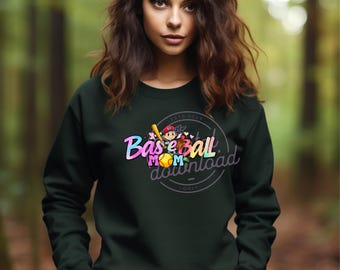 Baseball Mom PNG Design: Trendy T-Shirt (Digital Download)