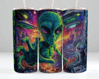 Alien World Tumbler Wrap Design, 20 oz Skinny Tumbler (Digital Download)