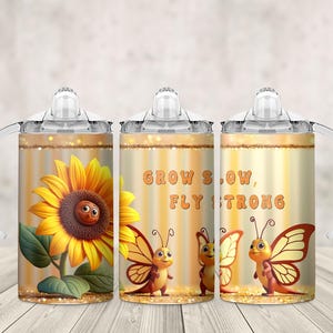 Butterfly Sunflower Sippy Cup Wrap: 12oz Sublimation Design (PNG Digital Download)