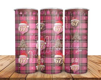 Christmas Plaid Tumbler Wrap: Number 67 Design (Digital Download)