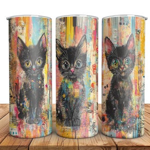 Cat Tumbler Wrap, 20 oz Skinny Tumbler Water colour Sublimation Design, Cute Cat Tumbler Wrap PNG, Digital Download, tumbler sublimation png