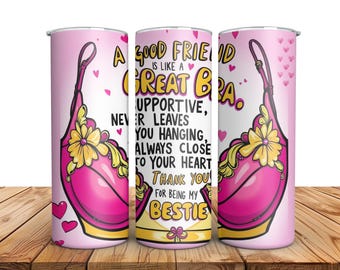 Diseño divertido de sujetador para vasos de amigas, vaso delgado de 20 oz (PNG)
