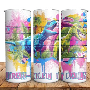 Dinosaur Tumbler Wrap PNG Prehistoric 3D Jurassic Sublimation design instant tumbler Wrap download 20oz Skinny Tumbler digital download dino