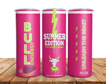 Energy Drink Tumbler Wrap Design: 20oz Skinny Tumbler Sublimation (PNG Digital Download)