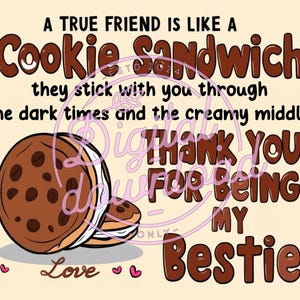 Bestie Cookie Sandwich Tumbler Wrap: Funny Friend Design (Digital Download)