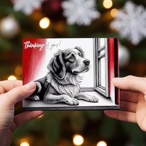 Thinking of You Card: Dog at Window Design (PDF, PNG)