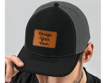 Custom Leather Patch Hats, Logo Hats, Laser Engraved Leather Patch, Company Logo Hat, Personalized Hats, Gift, Holiday, C112