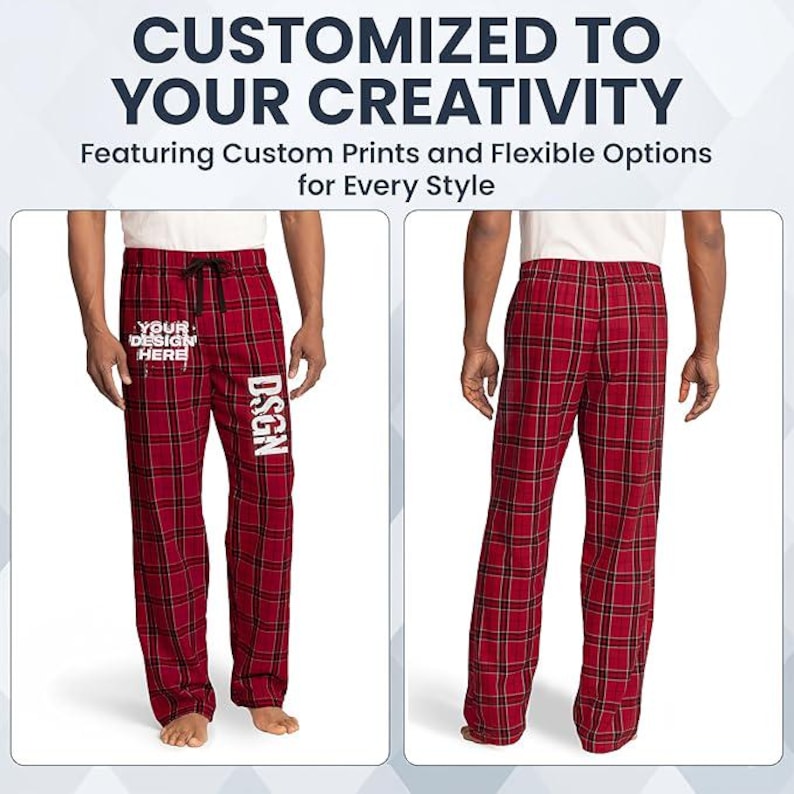 Custom pajamas pants, Men’s Flannel Plaid Pants | Personalized Lounge & Pajama Pants | Unique Gift Idea for Comfortable Style. DT1800 image 14