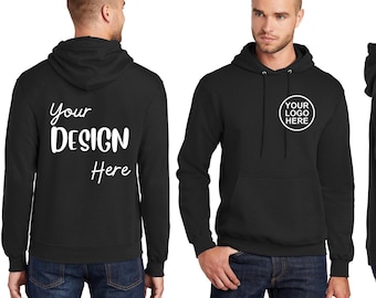 Custom Hoodie: Personalized Team Sweatshirt, Work Hoodie with Your Logo/Design, Port & Company Core Fleece. PC78H
