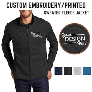 Custom Fleece Full-Zip Jacket，Personalized Text Full Zip Jacket, Winter Fleece Jacket，Custom Monogrammed Jacket, fleece for work, F232