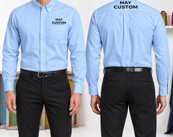 Camisa de manga larga con botones y bordado personalizado / Camisa de negocios personalizada / Port Authority S608 / Camisa de oficina con logotipo personalizado / Camisa de manga larga de fácil cuidado