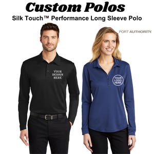 Customized Performance Long Sleeve Polo, Wear your own logo/design, Personalized Polo, Custom golf polo, Custom polo shirts. K540LS,L540LS