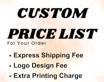 Tarifas de diseño gráfico, pedidos urgentes, tarifas de digitalización de bordados, tarifas de envío exprés, tarifas de diseño de logotipos, cargos adicionales de impresión y bordado.