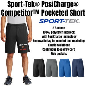 Sport-Tek PosiCharge Competitor™ Pocketed Short, Customized Team Short, Personalized shorts, Shorts with Pockets, Basketball Shorts. ST355P